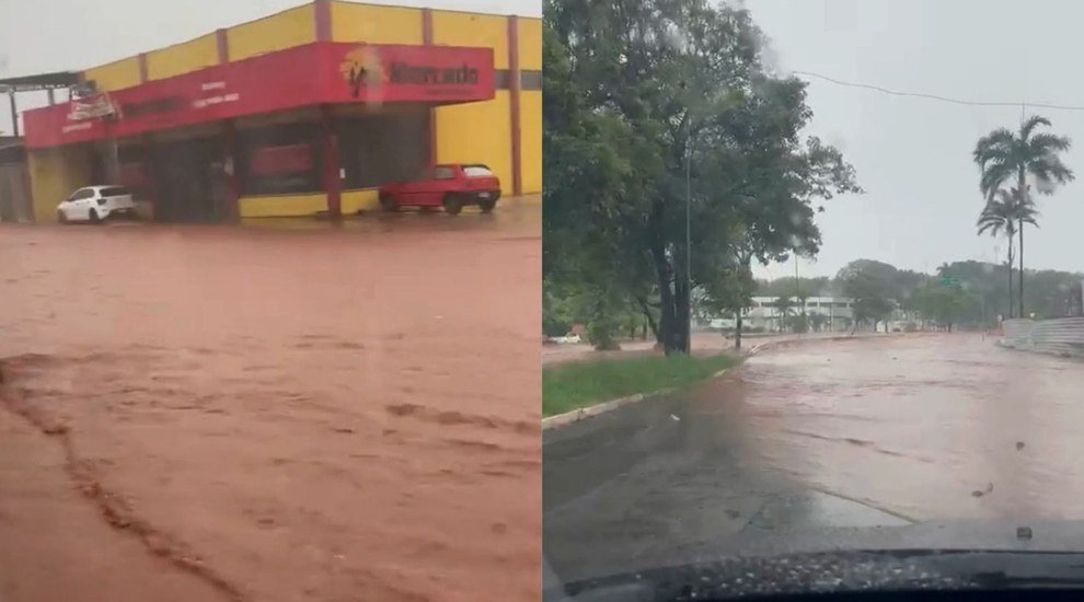 Temporal provoca alagamentos em vários pontos de Campo Grande, deixa carro ilhado e invade comércio